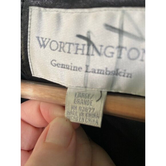 Worthington Lambskin Leather Women's Black Jacket with Buttons Size Large - Picture 5 of 8